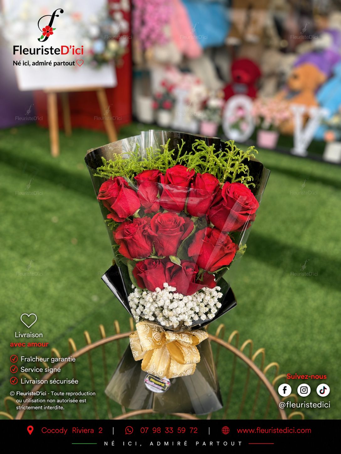 Bouquet L'Envoûtante – Roses Rouges & Parfum Subtil