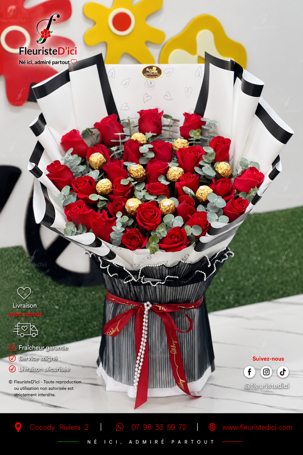 Bouquet Prestige – Roses & Chocolats Délicats